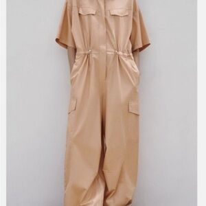 Zara Beige Utility Jumpsuit